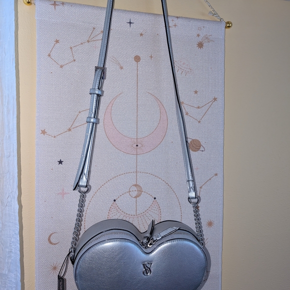 Victoria's Secret Metallic Silver Heart Crossbody Bag - Picture 2 of 5